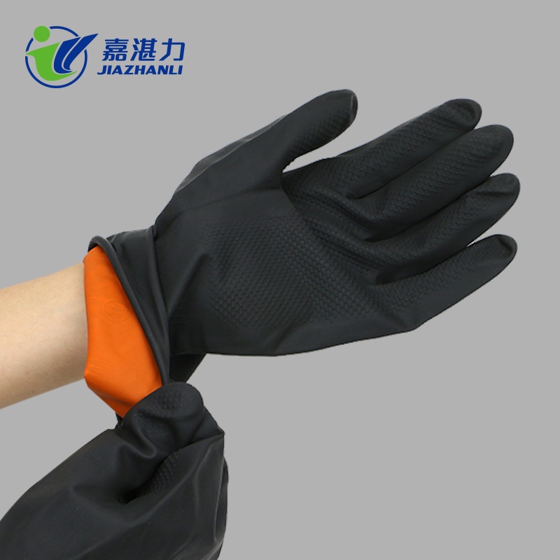 Black Latex Gloves for Drainage Work Wastewater Treatment, Waste Sorting