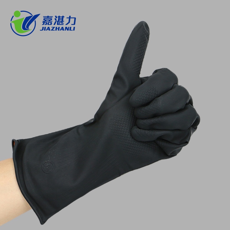 Black Latex Gloves for Drainage Work Wastewater Treatment, Waste Sorting