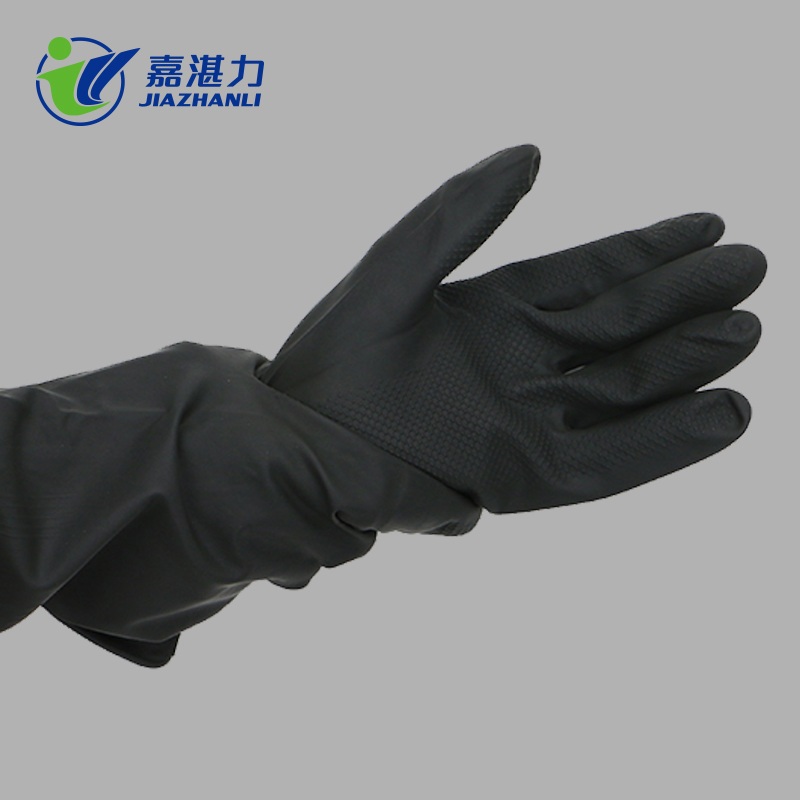 Black Latex Gloves for Drainage Work Wastewater Treatment, Waste Sorting