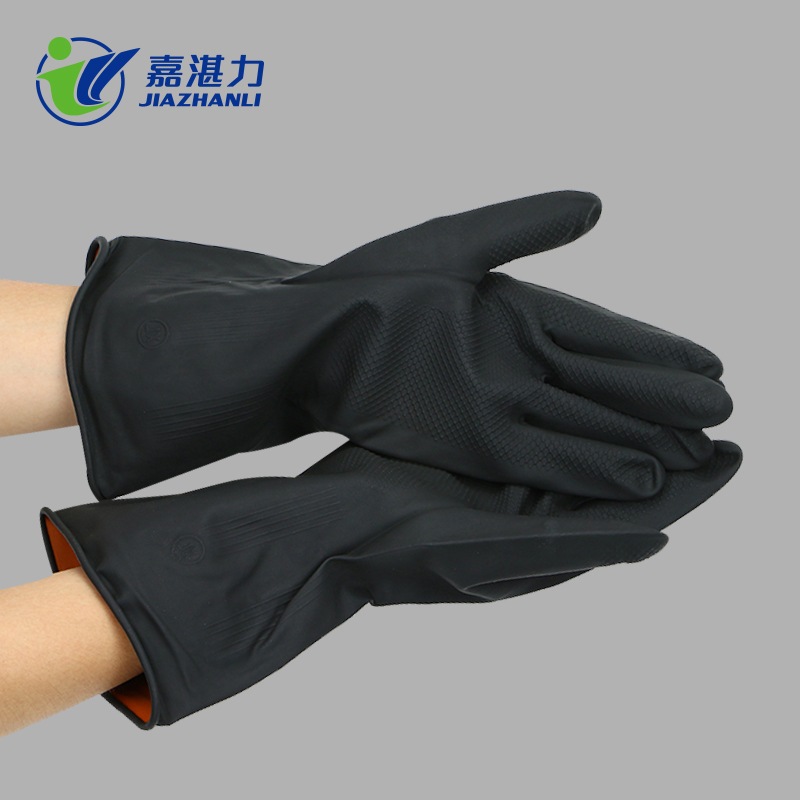 Black Latex Gloves for Drainage Work Wastewater Treatment, Waste Sorting