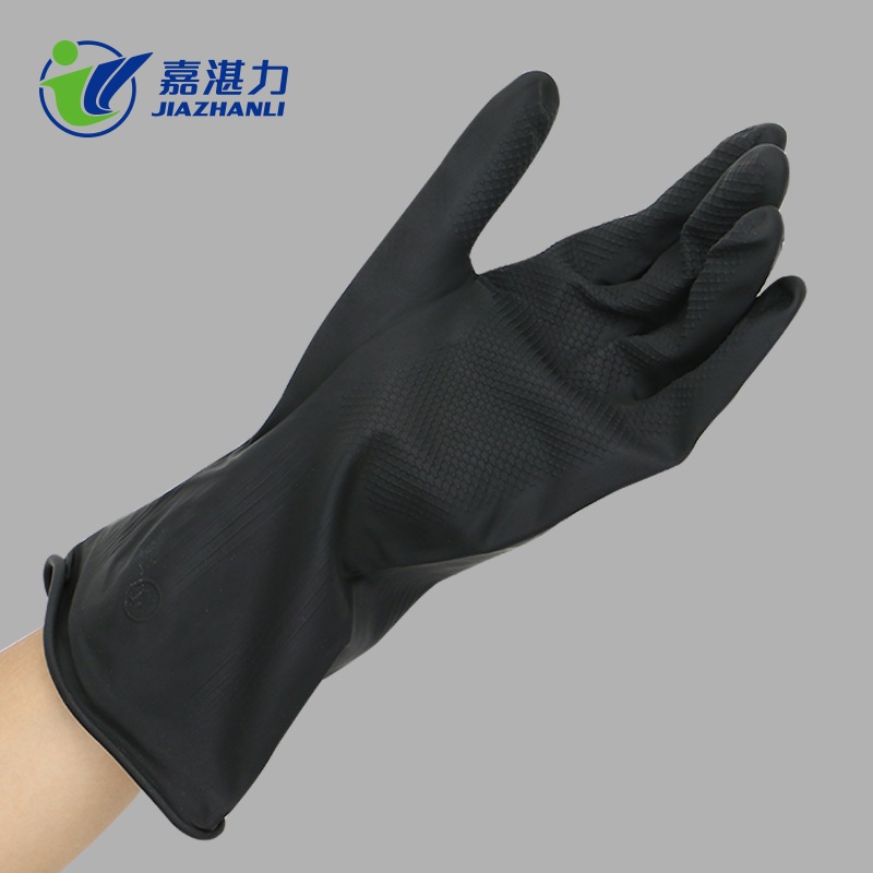 Black Latex Gloves for Drainage Work Wastewater Treatment, Waste Sorting
