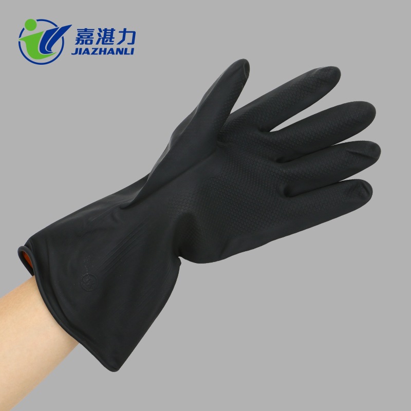 Black Latex Gloves for Drainage Work Wastewater Treatment, Waste Sorting