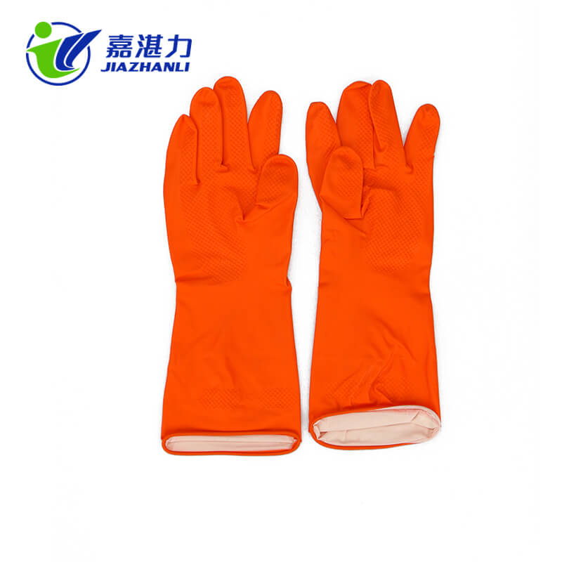 Orange Latex-Rubber Washing Gloves for Household