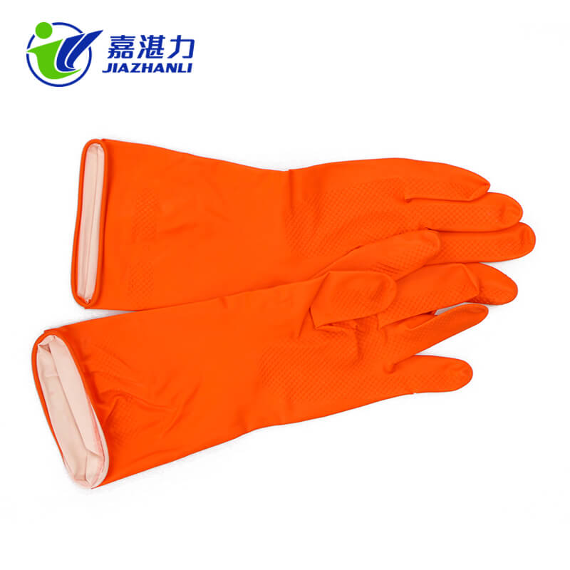 Orange Latex-Rubber Washing Gloves for Household