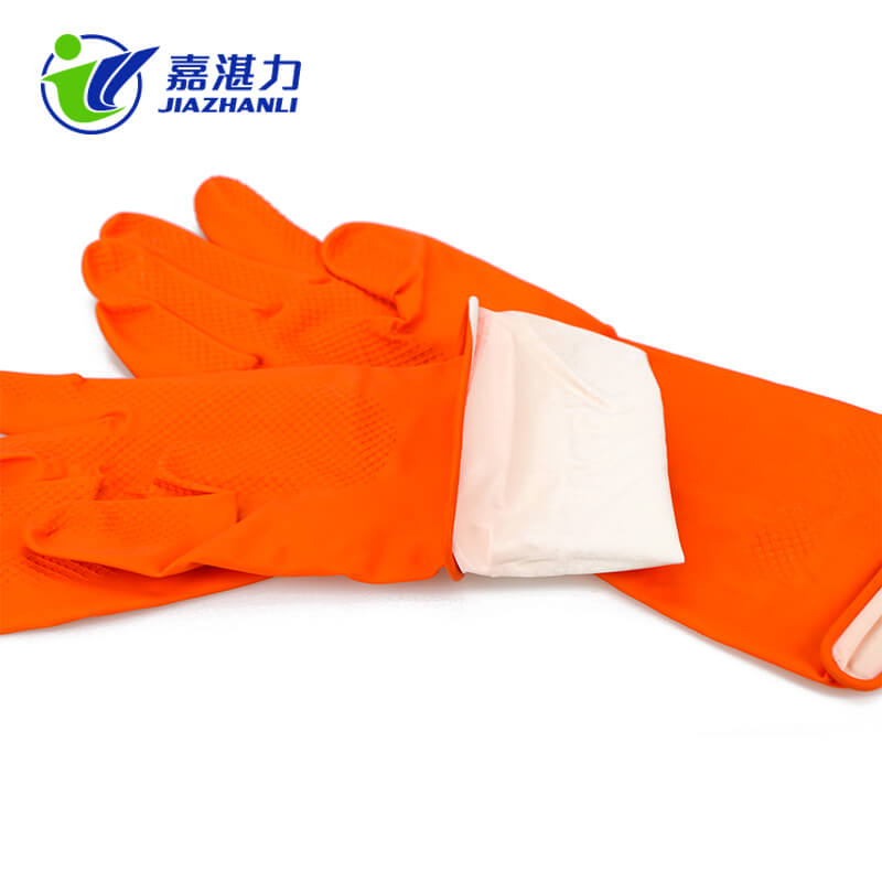 Orange Latex-Rubber Washing Gloves for Household