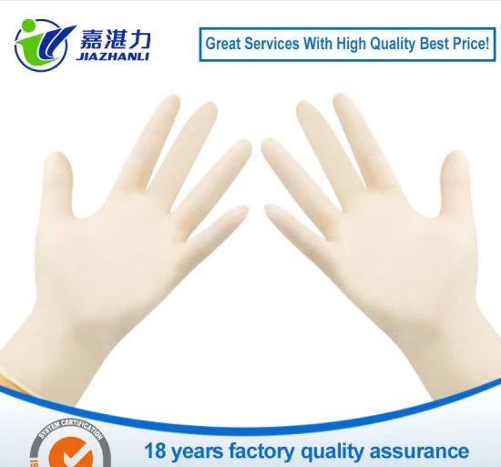 White Non Sterile Disposable Latex Examination Gloves Powder Free Rubber Gloves