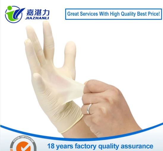 White Non Sterile Disposable Latex Examination Gloves Powder Free Rubber Gloves